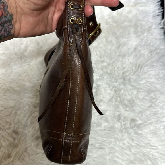 VINTAGE COACH CHELSEA  LACED DUFFLE CROSSBODY SHOULDER BAG 10399 Dark BROWN - Picture 11 of 13